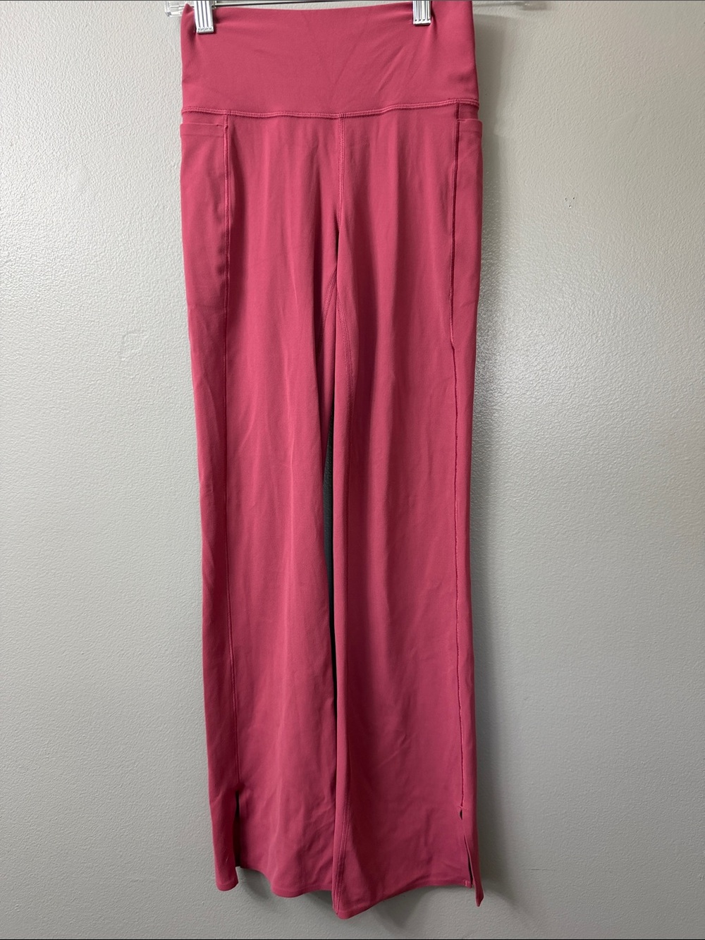 Athleta Transcend Stash Crop in Rose Athleta  straight-leg pants high-rise waist
